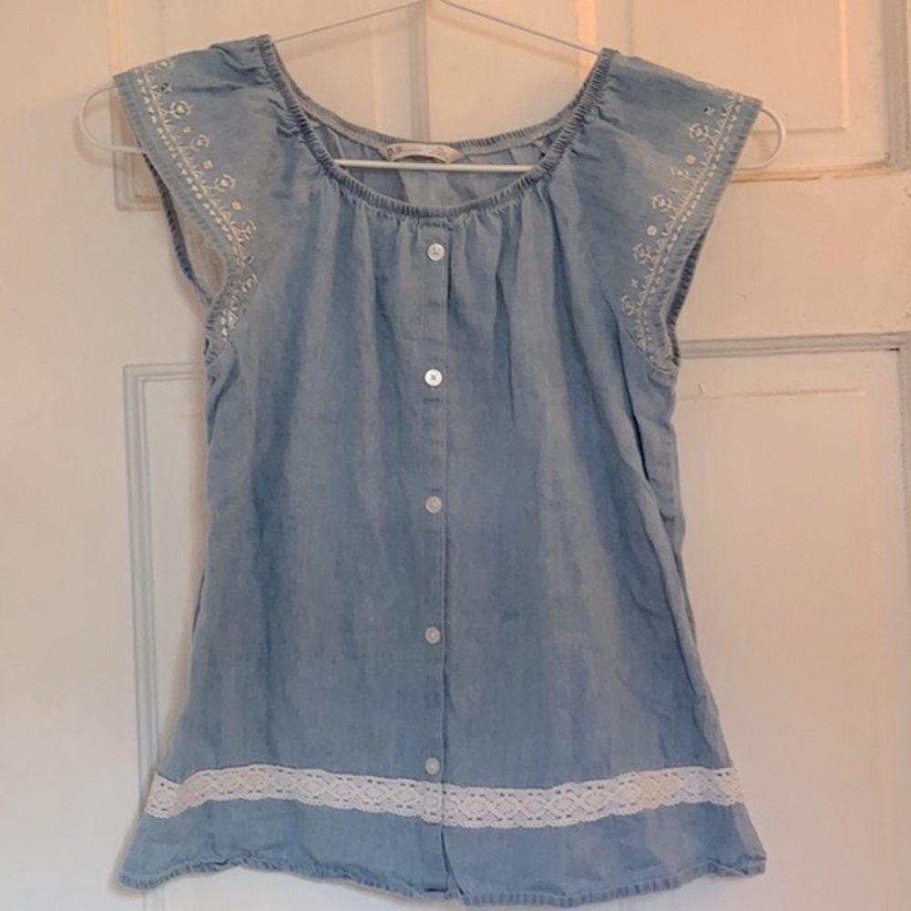 PS Aeropostale girls denim and lace top in size 10
